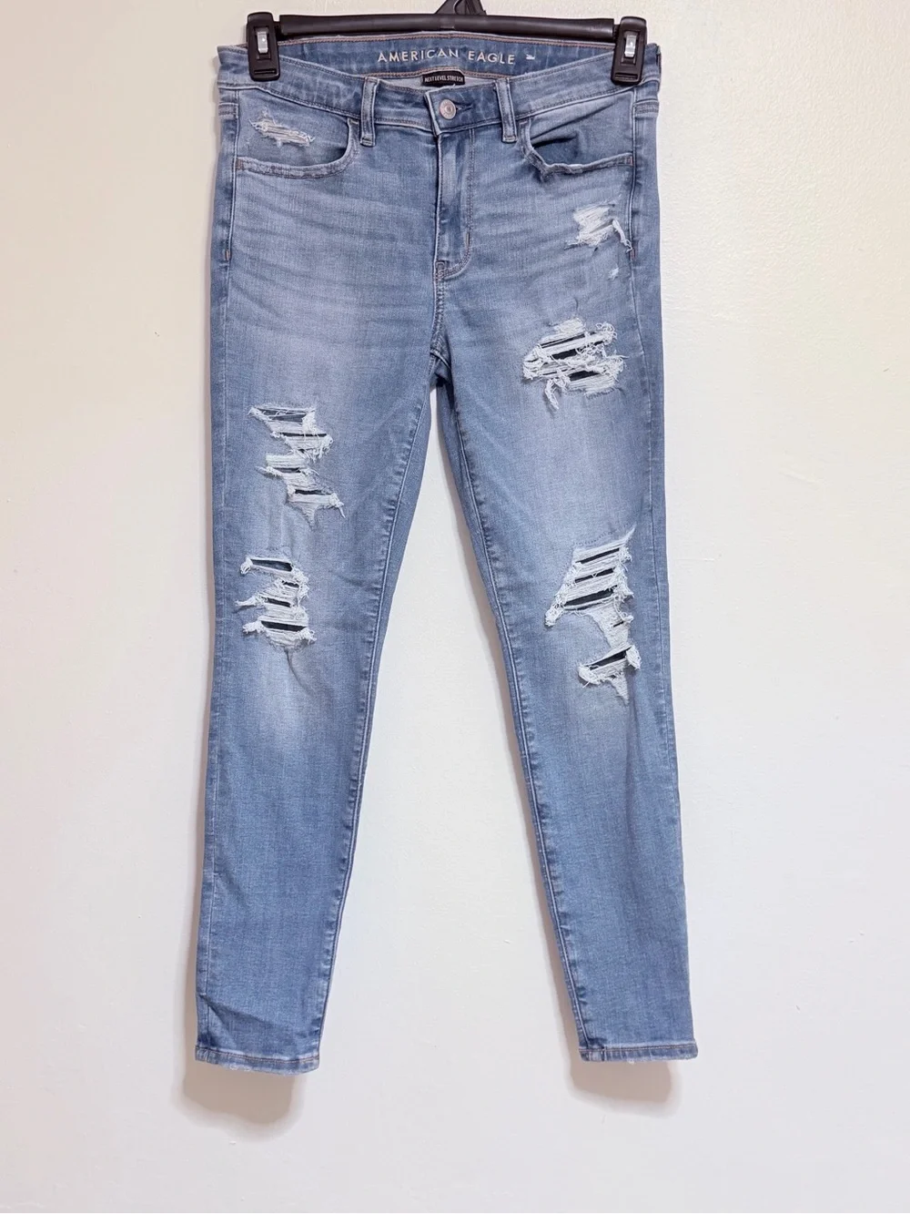 American Eagle Outfitters Light Blue Distressed Jeggings Jeans Sz 6 short